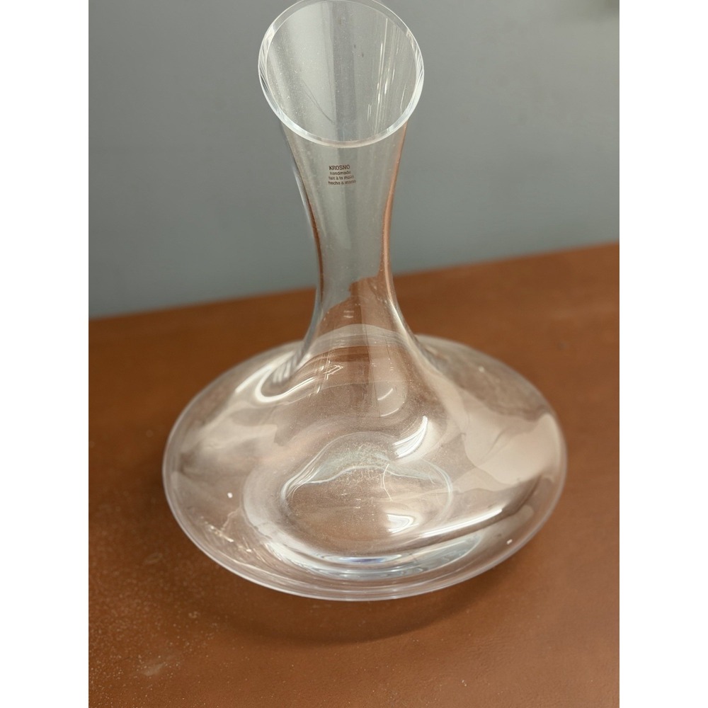 Krosno Handmade Glass Wine‎ Decanter Carafe Clear Polish Glass 11"